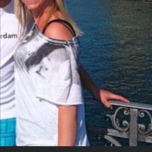 2009 Zara oversized slouchy shirt Medium white black